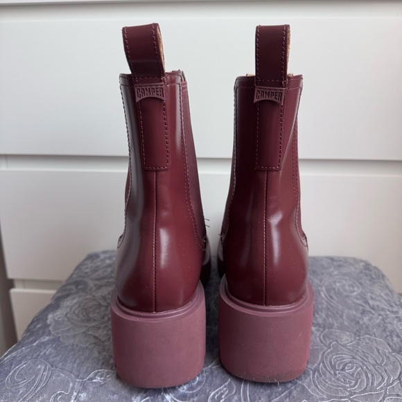Camper Milah Burgundy Leather Chelsea Boots - Picture 3 of 5